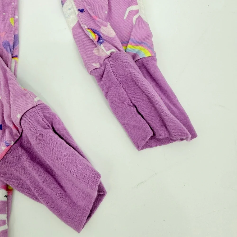 Little Sleepies Zippy Toddler 18-24M Purple Unicorn Rainbow Good Bamboo Pajamas